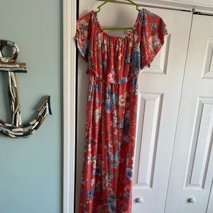 Off the shoulder floral maxi dress